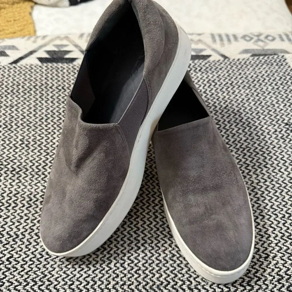 Vince Gray Suede Women's Slip-on Platform Sneakers